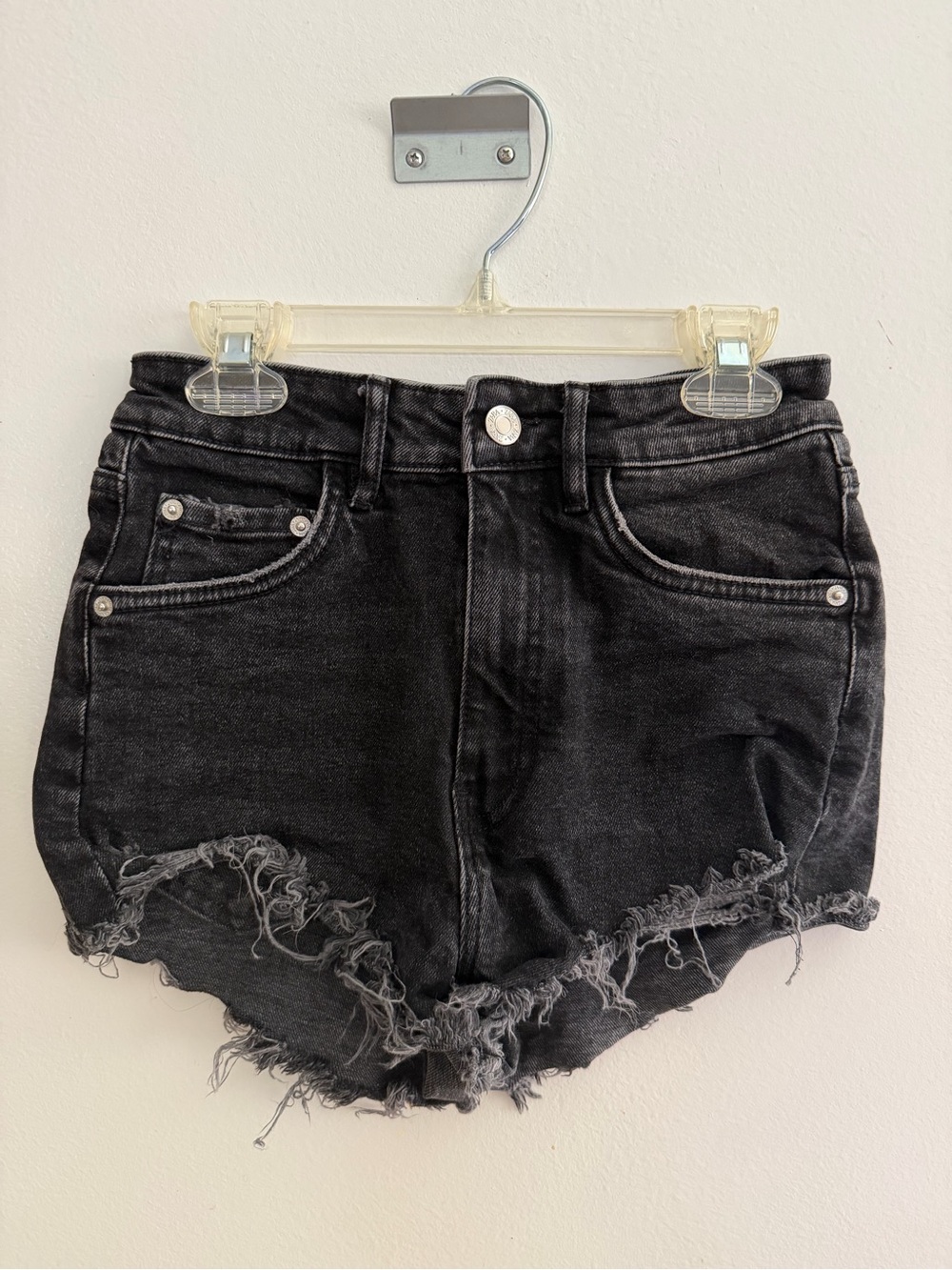 Zara Black Distressed Denim Cutoff Shorts
